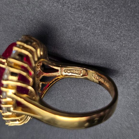 JBK Jacqueline Kennedy Ruby Ring 925 Size 8 Sterling Silver - Picture 6 of 10